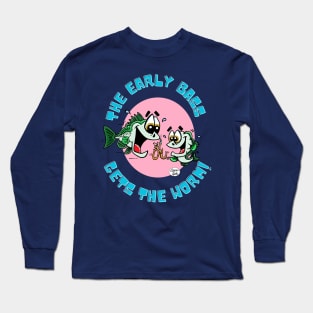 The early bass gets the worm! dark Tee Fritts Cartoons Long Sleeve T-Shirt